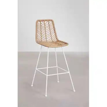 Confezione da 4 sgabelli alti in rattan sintetico Gouda Natural