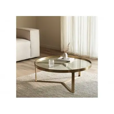 Round coffee table Ø90 cm in glass and steel Amelia