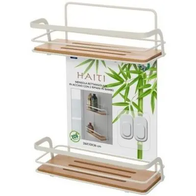 Mensola 2 ripiani Feridras bianco/bamboo