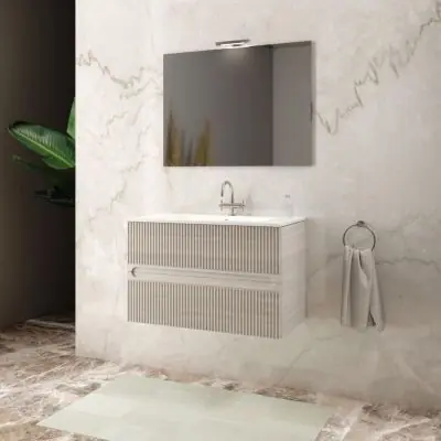 Mobile bagno sospeso Aurora con specchio Bianco