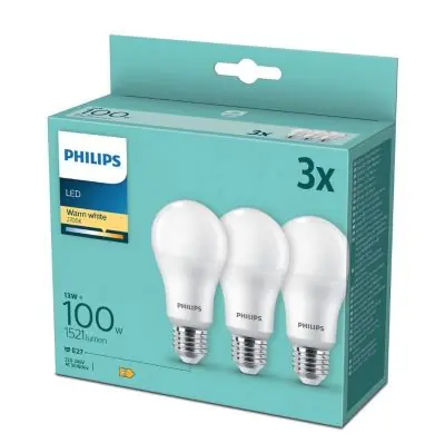 Lampadina LED Philips Goccia 100W luce calda 3pz