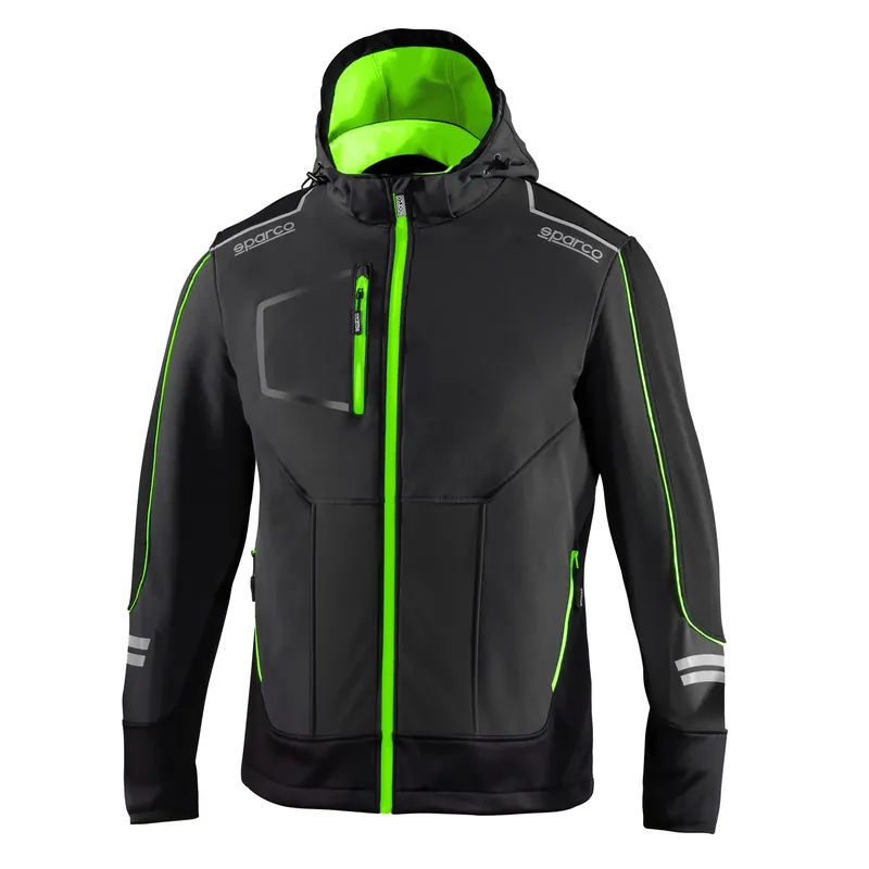 Giacca con cappuccio grigia e verde Tech Soft-Shell York Sparco
