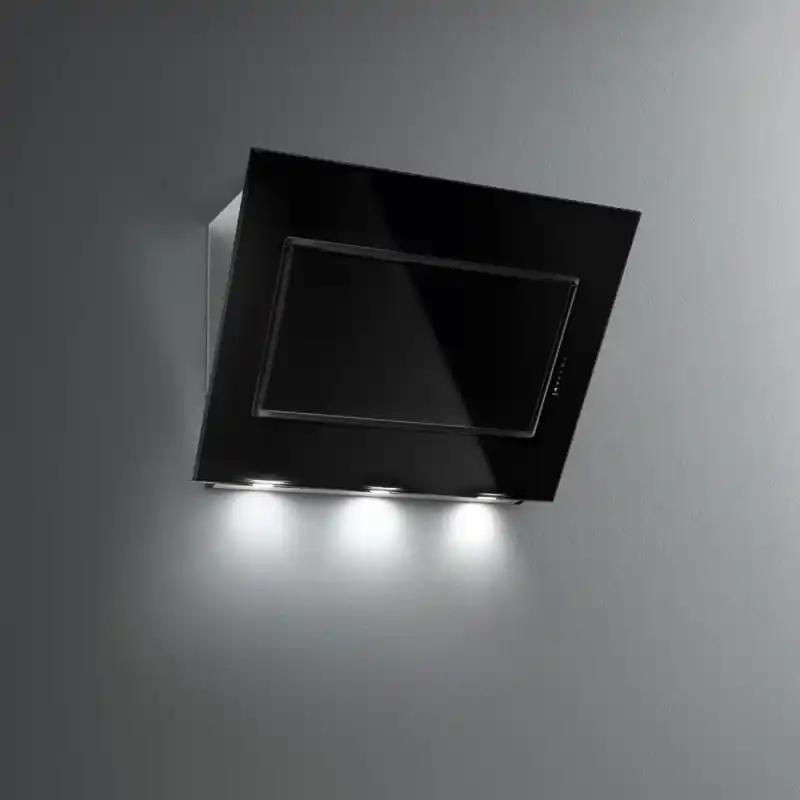 Falmec Cappa a parete Quasar finitura acciaio inox e vetro nero da 80 cm