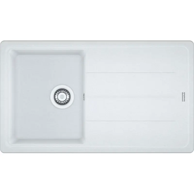 Franke: Lavello una vasca con gocciolatoio Boston Incasso BFG 611-86 114.0370.205 finitura fragranite bianco da 86x50 cm