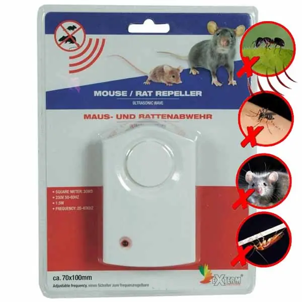 Pest Repellente Scaccia Animali Elettrico ad Utrasuoni Artropidi Roditori Topi