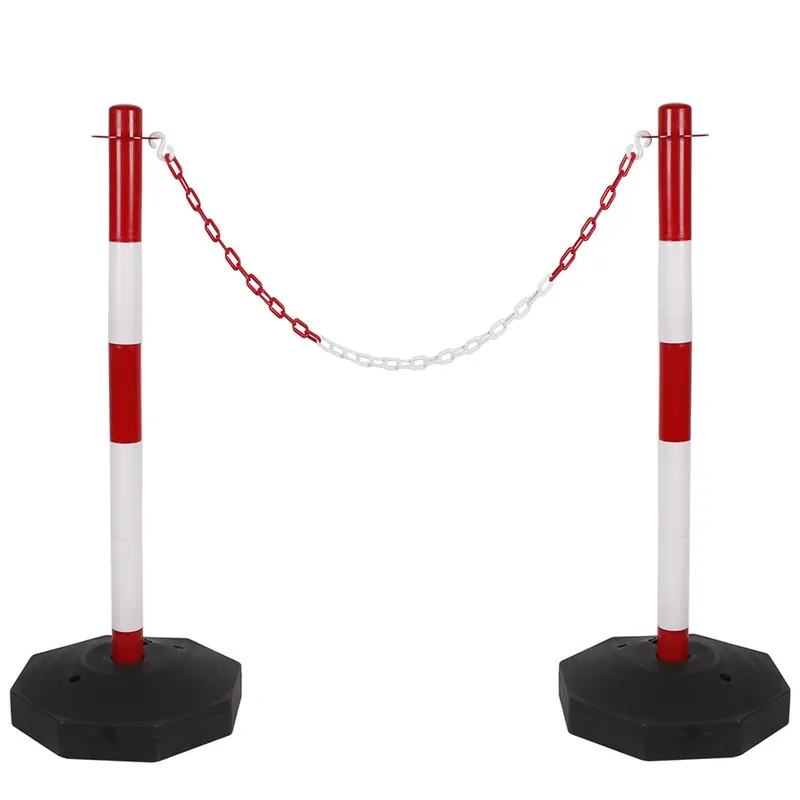 Set 2 Colonnine Segnapercorso con Catena Palo Segna Fila Separacode in Plastica