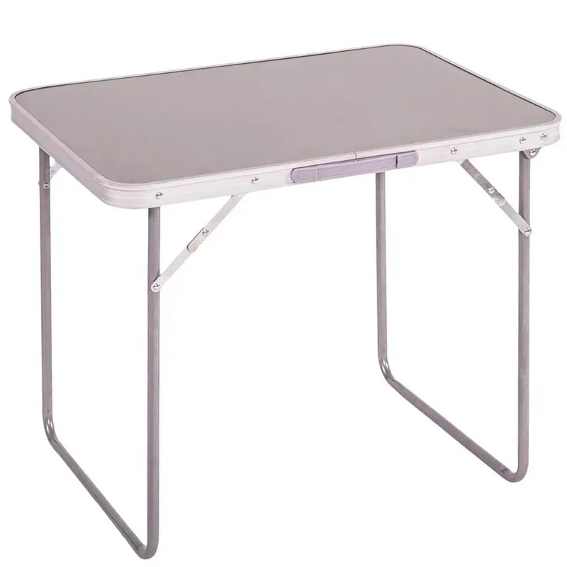 Tavolo Tavolino Campeggio Spiaggia Pieghevole Legno e Metallo 70x50x60cm Grigio