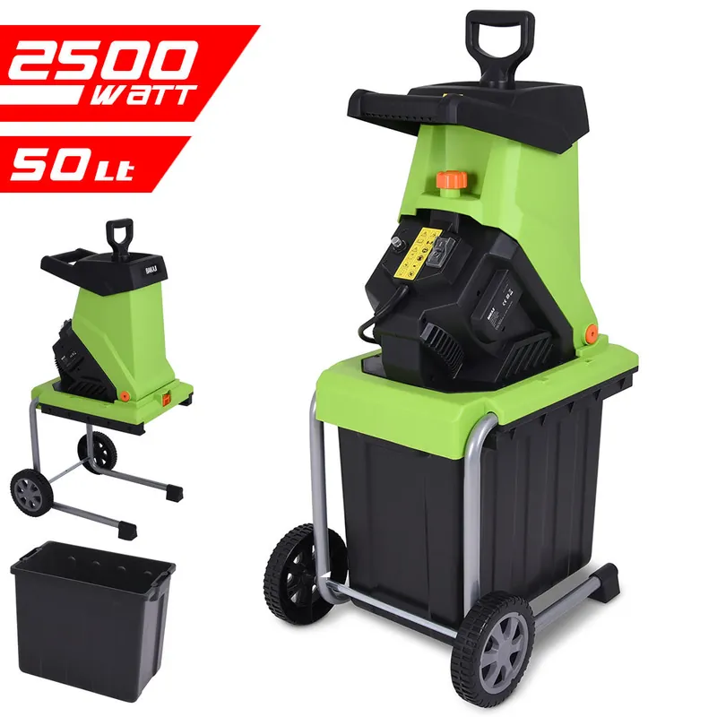 Biotrituratore Elettrico Tritafoglie 2500W Trituratore Compostaggio Foglie 50LT