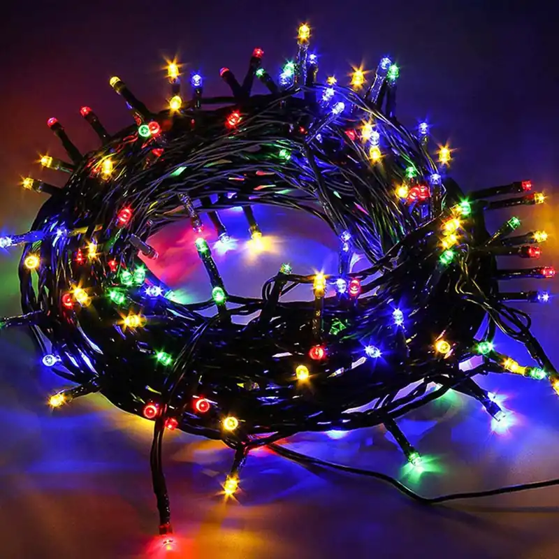 Catena Luminosa 300 Luci LED Lucciole Multicolore Controller 8 Funzioni Esterno