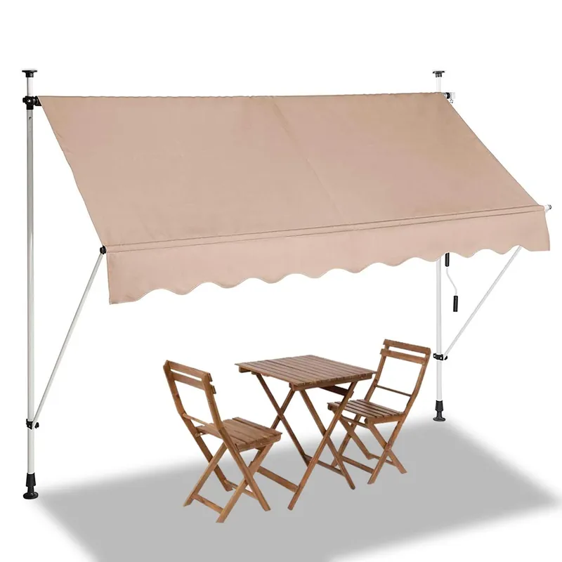Tenda Sole Balcone Estensibile Parasole Avvolgibile Esterno con Gambe 250cm Beig
