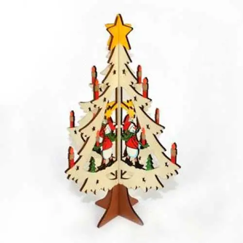 Albero In Legno A Incastro Con Personaggio Natalizio Decorazioni Natalizie