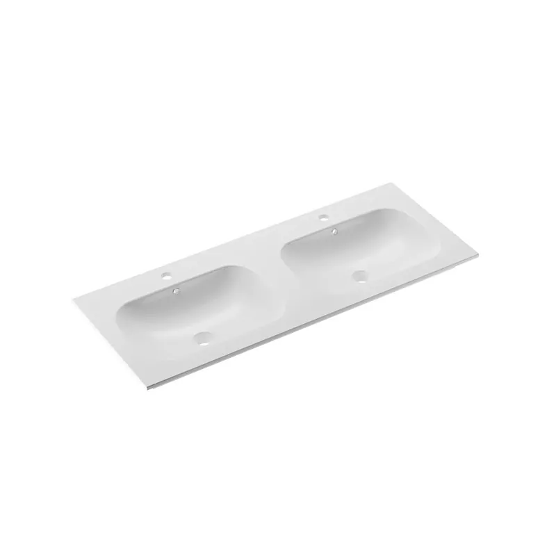 Mobile bagno consolle 2 vasche Caren bianco lucido l.121 h.17 p.51,5 cm