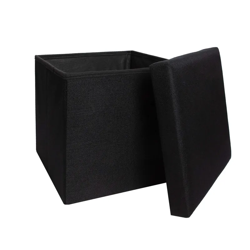 Pouf contenitore Nanou 38x38x38 cm nero