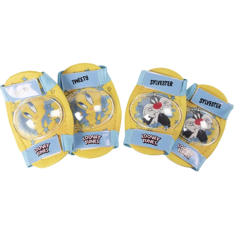 Kit protezione gomitiere e ginocchiere Titti e Silvestro giallo e azzurro