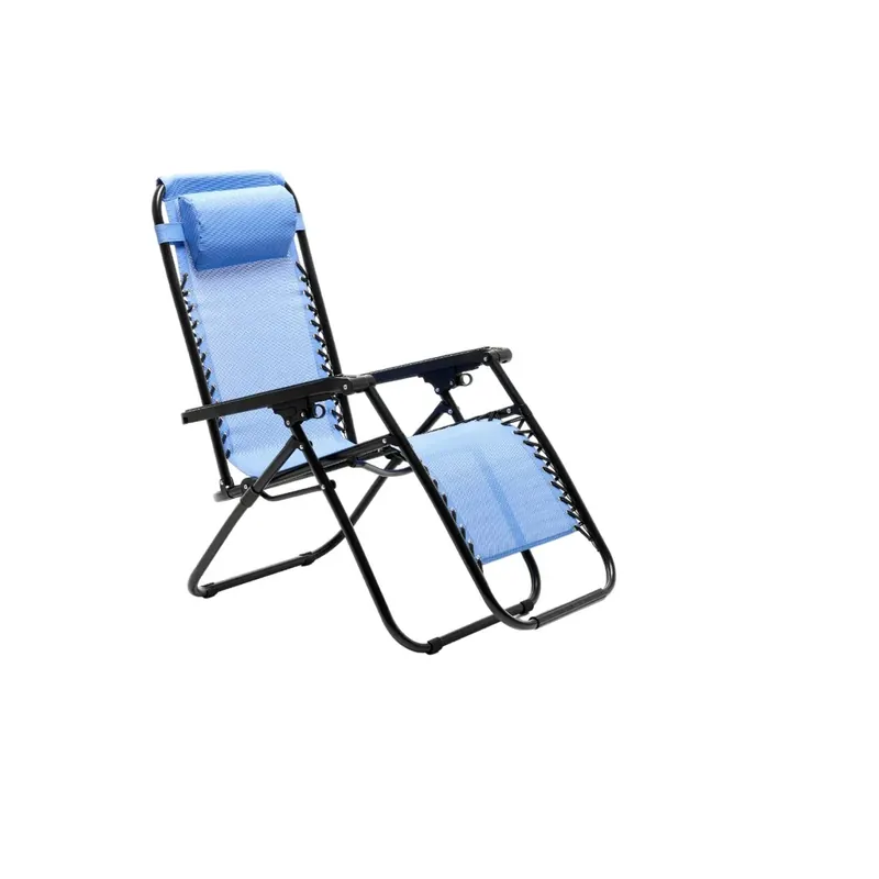 Sedia a sdraio reclinabile con braccioli e poggiatesta Spring blu