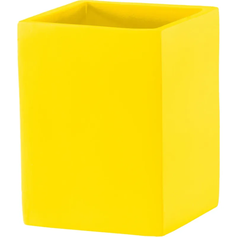 Portaspazzolini bicchiere True in resina giallo
