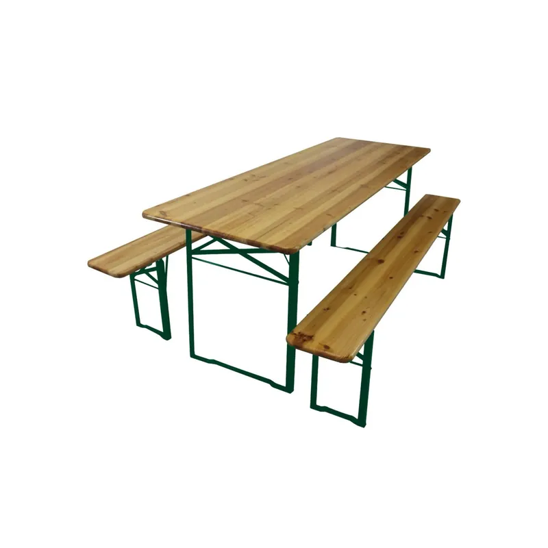 Set birreria tavolo in legno e metallo H 45/75x200x70 cm e 2 panche
