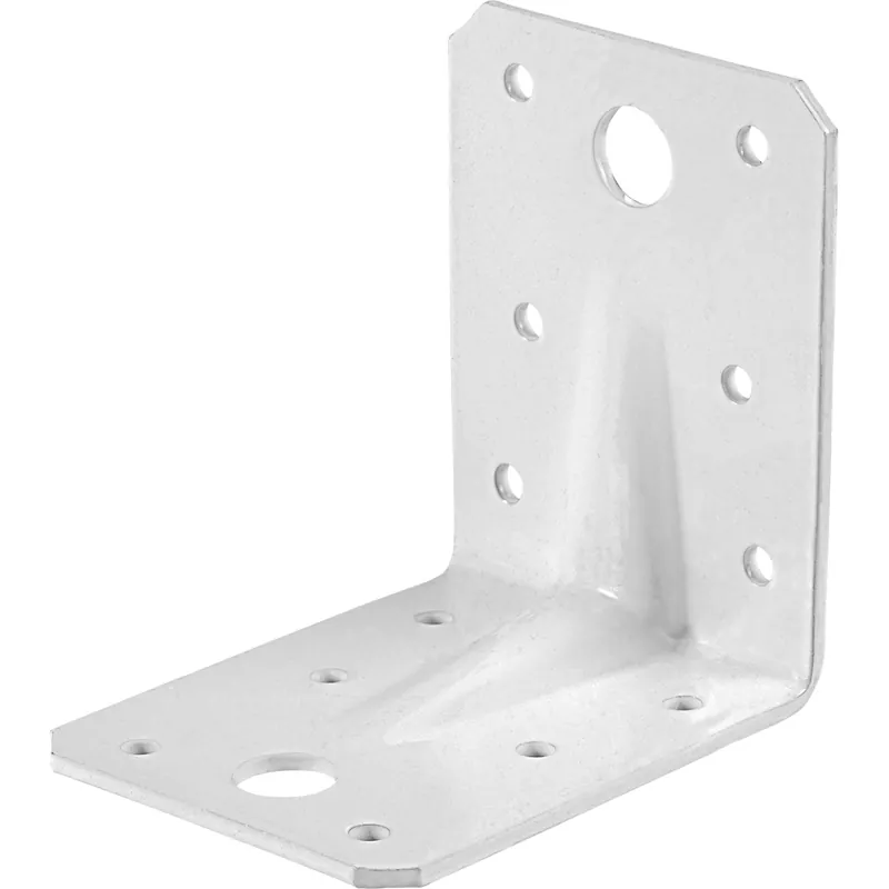 Staffa angolare con nervatura verniciato a polvere 70x70x55 mm bianco