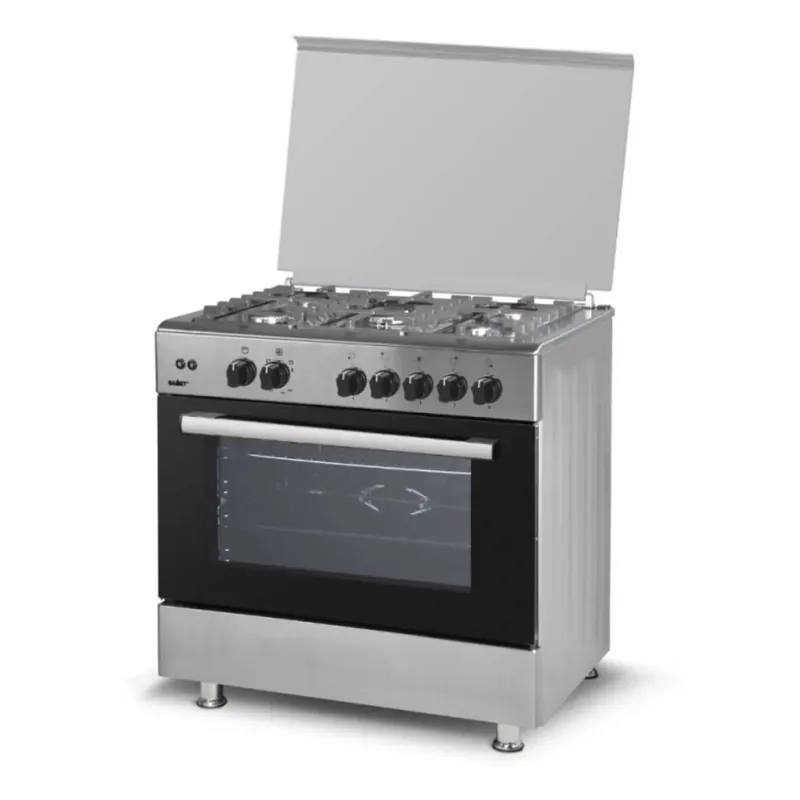 Cucina a gas con forno elettrico Poseidon 5 bruciatori 85x90 cm inox