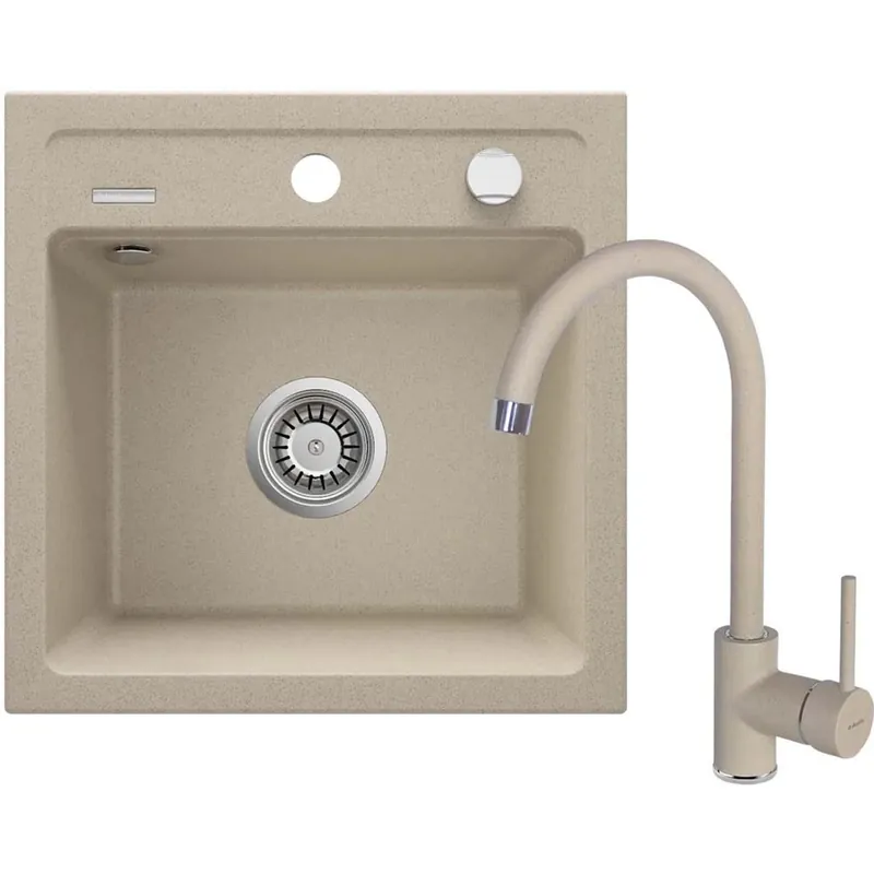Lavello con rubinetto 1 vasca Idrostile Martí 440x184 mm sabbia