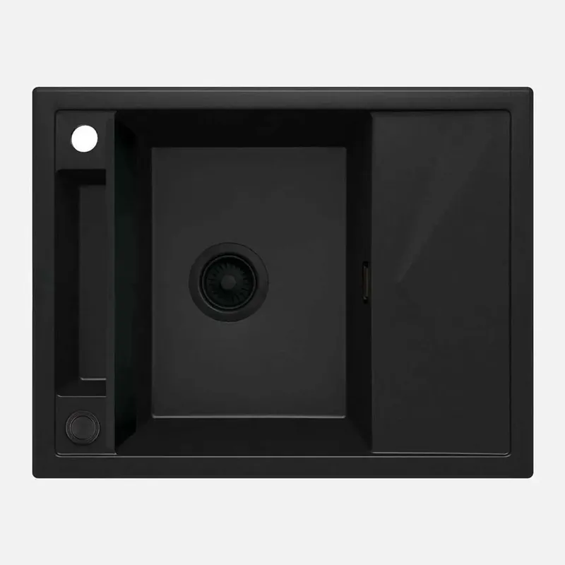Lavello 1 vasca magnetico quadrato gocciolatoio Idrostile Guayos 500x219 mm Nero