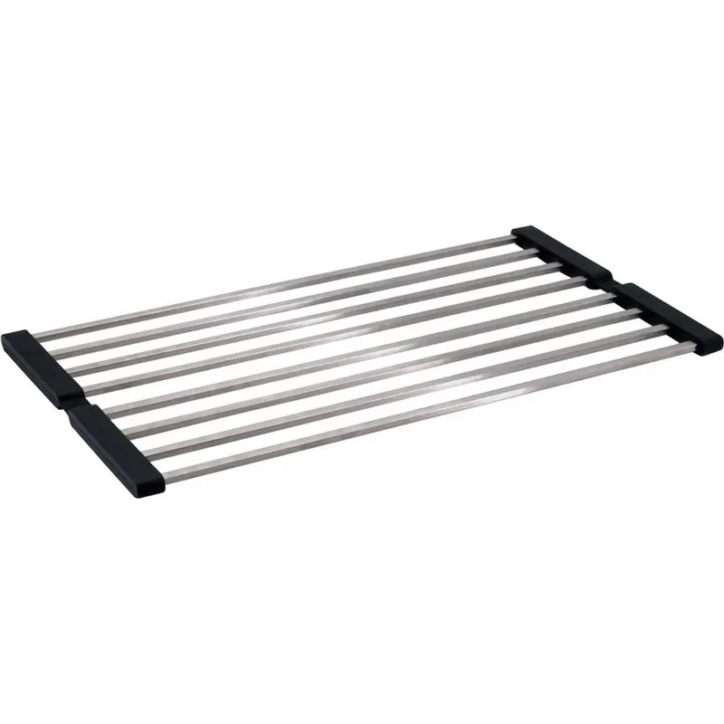 Scolapiatti avvolgibile Idrostile 384x12 mm acciaio spazzolato
