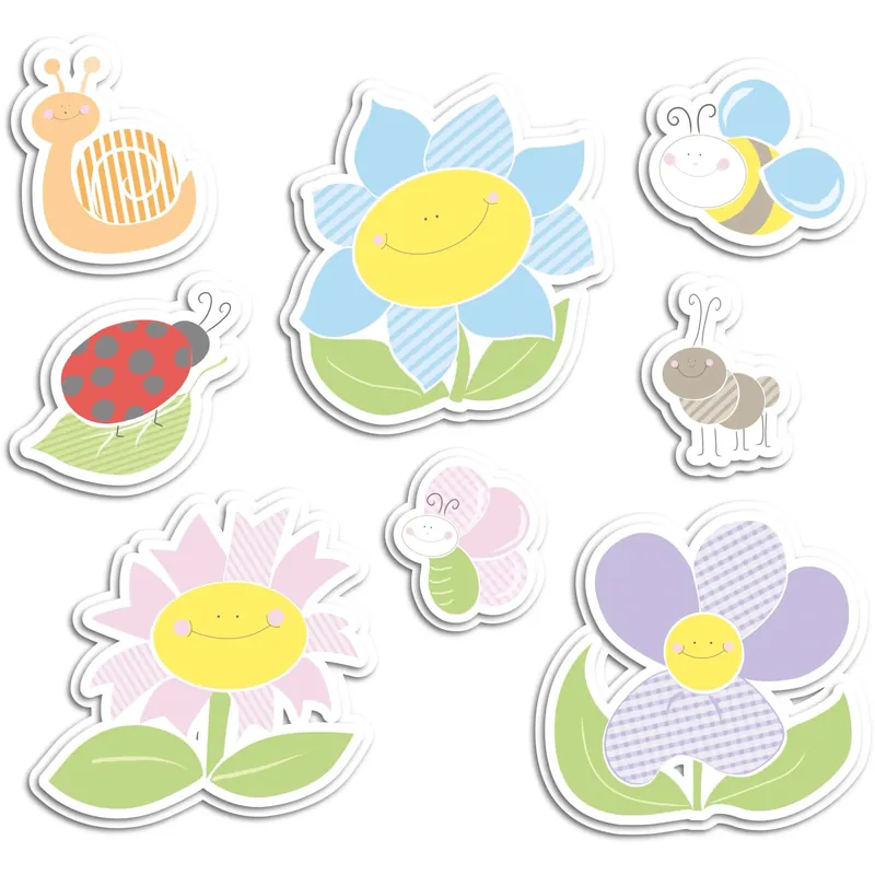 Set 8 sagome adesive in gomma Smiling Flowers