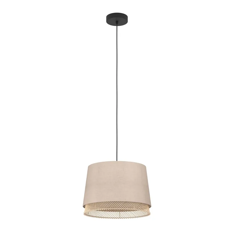 Lampadario a sospensione Eglo Tabley E27 lino e bambu 40 W Ø 38 x 11 cm