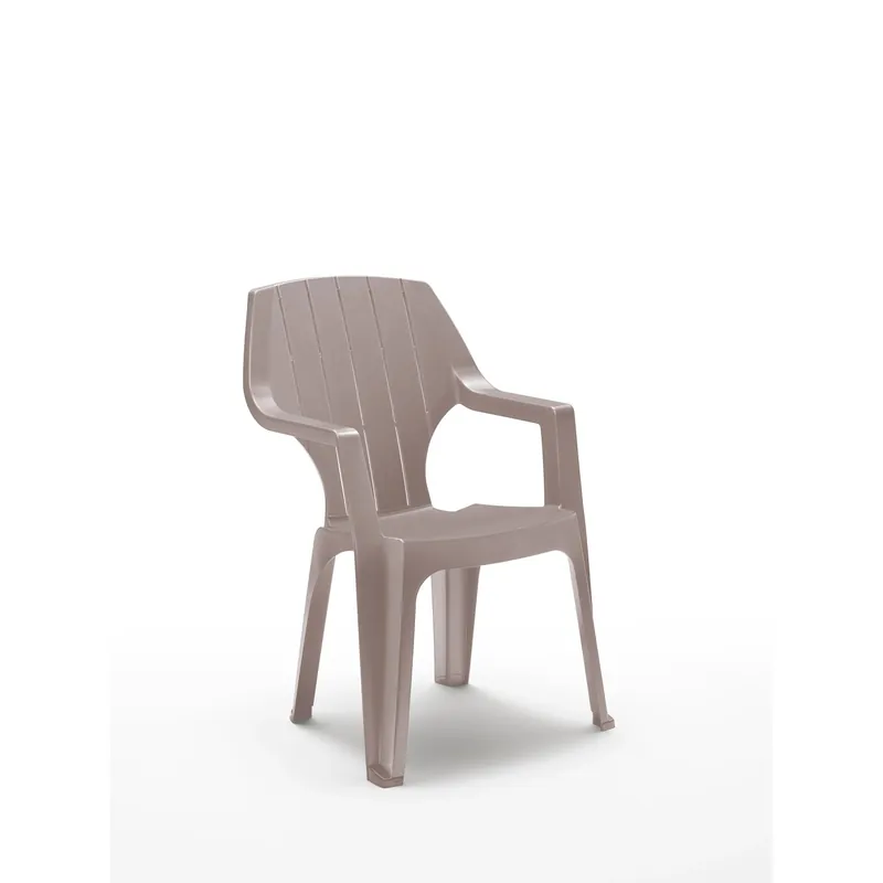 Sedia da giardino impilabile alta in plastica cappuccino