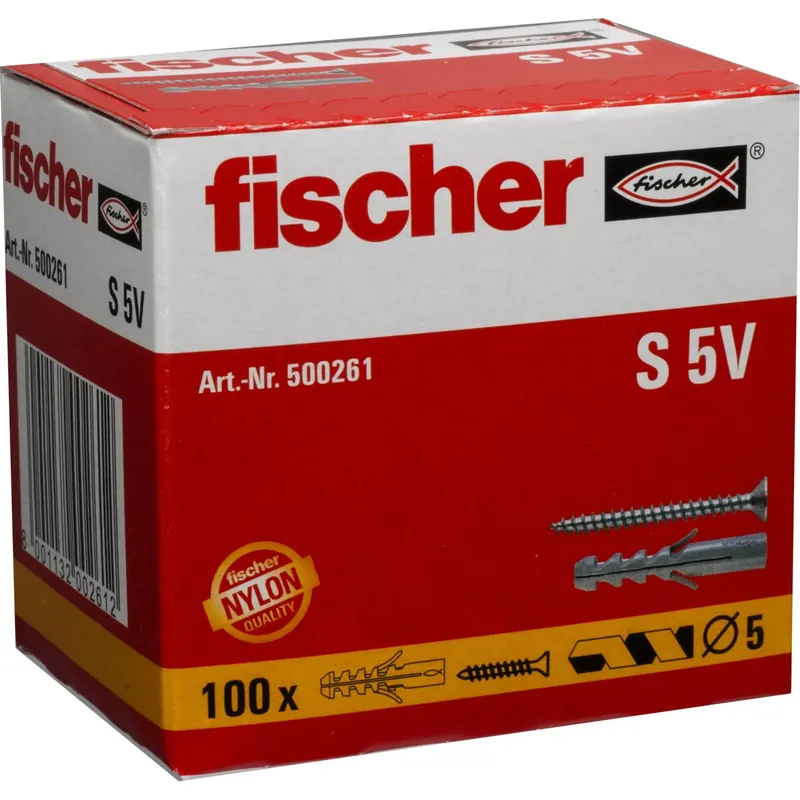 Tassello a espansione in nylon Fischer S Ø 5 mm 100 pz