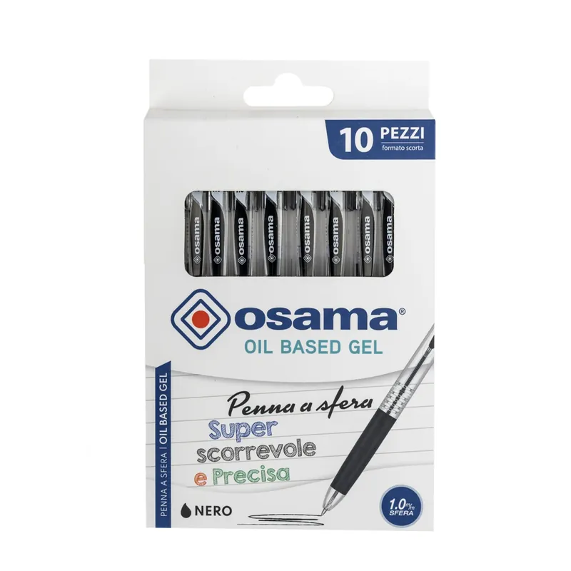 Penne a sfera a scatto Osama Obg inchiostro nero 10 pz