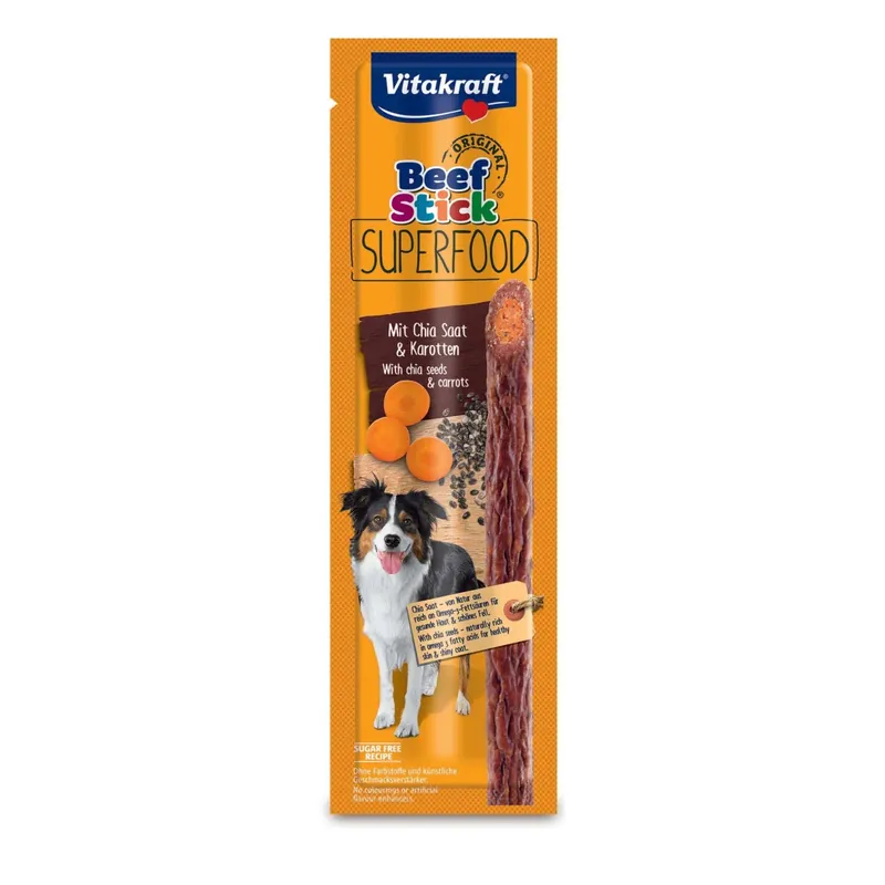 Stick cani Vitakraft carne con carote e semi di chia Superfood 25 g