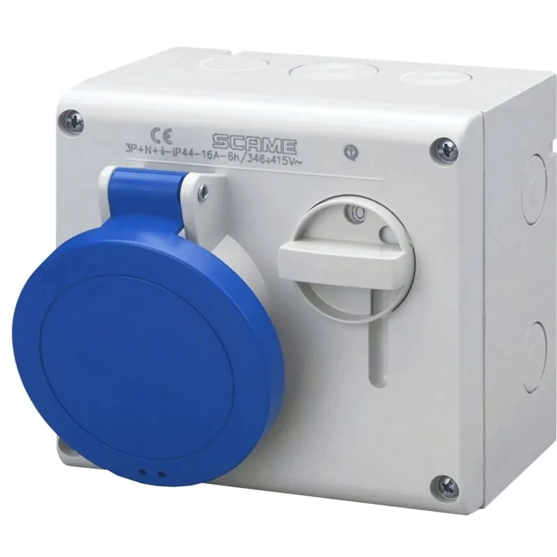 Presa da parete disp. blocco 16 A 2P+T IP44 200-250 V blu