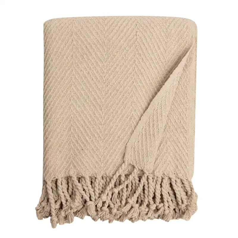 Coperta cotone Kalinda ecrù 120x150 cm