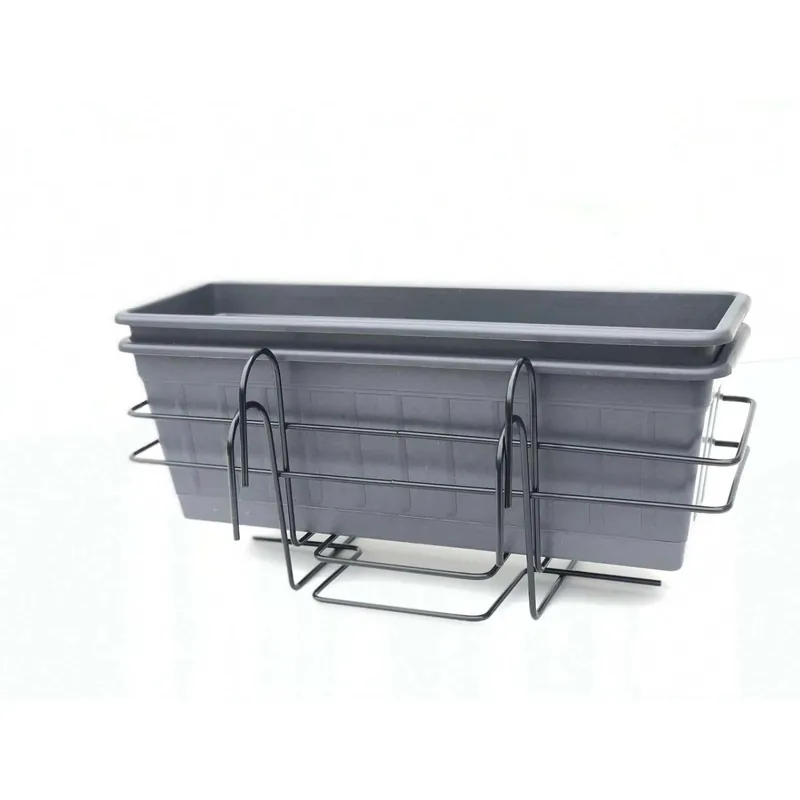 Fiorera da esterno in plastica con sottovaso nero 40 cm 2pz