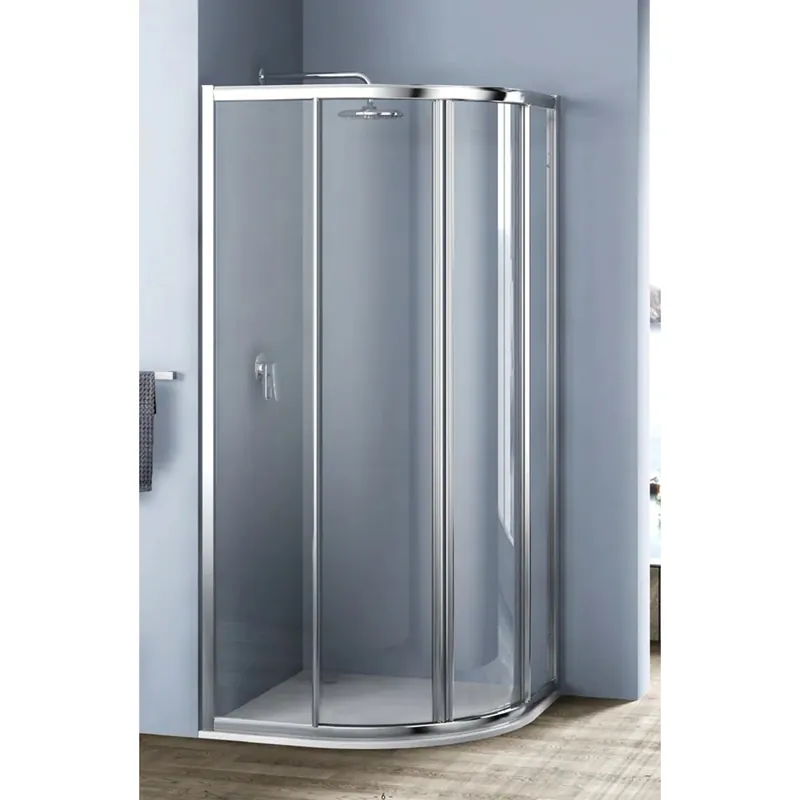 Porta semicircolare doccia 2 ante Platz 90x90 H 190 cm argento e trasparente