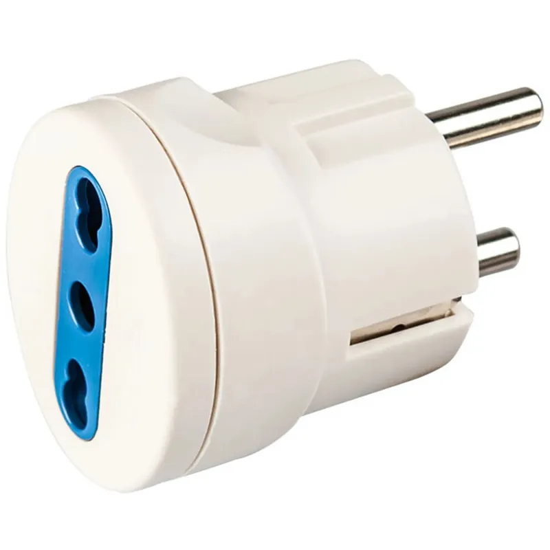 Adattatore spina 16 A standard franco/tedesco e presa bivalente bianco