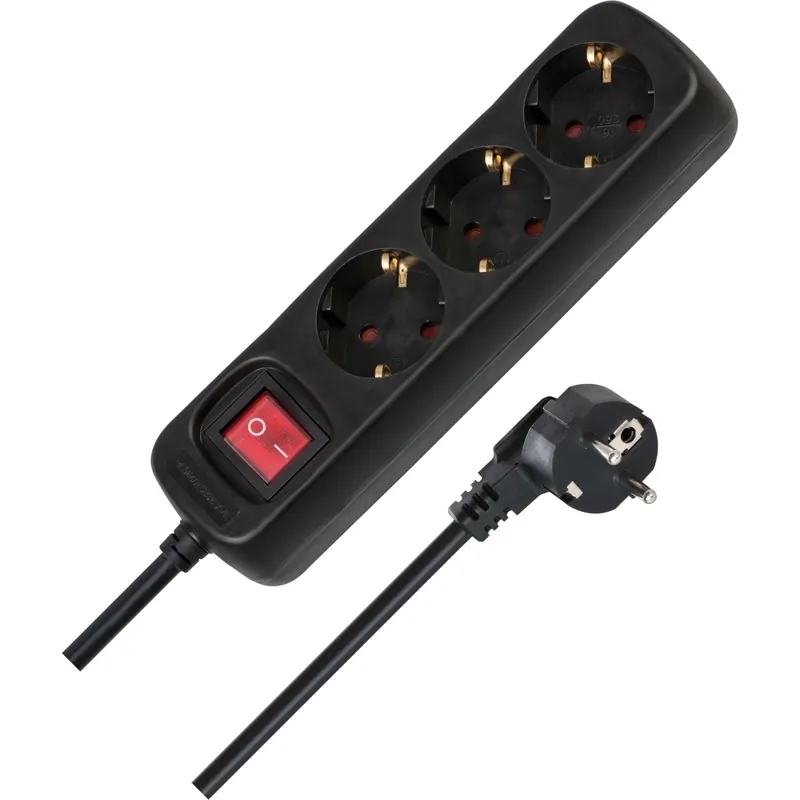 Multipresa 3 prese H05VV-F 3G1,5 brennenstuhl® interruttore 1,4 m nero