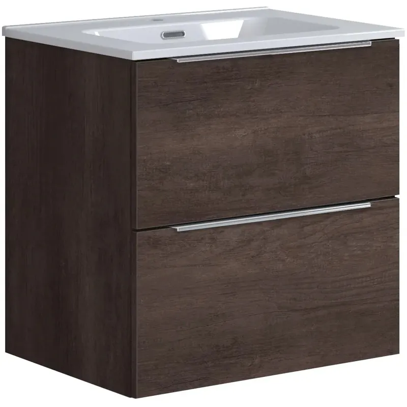 Mobile bagno base portalavabo sospeso Bali 2 cassetti 60x60 cm rovere scuro