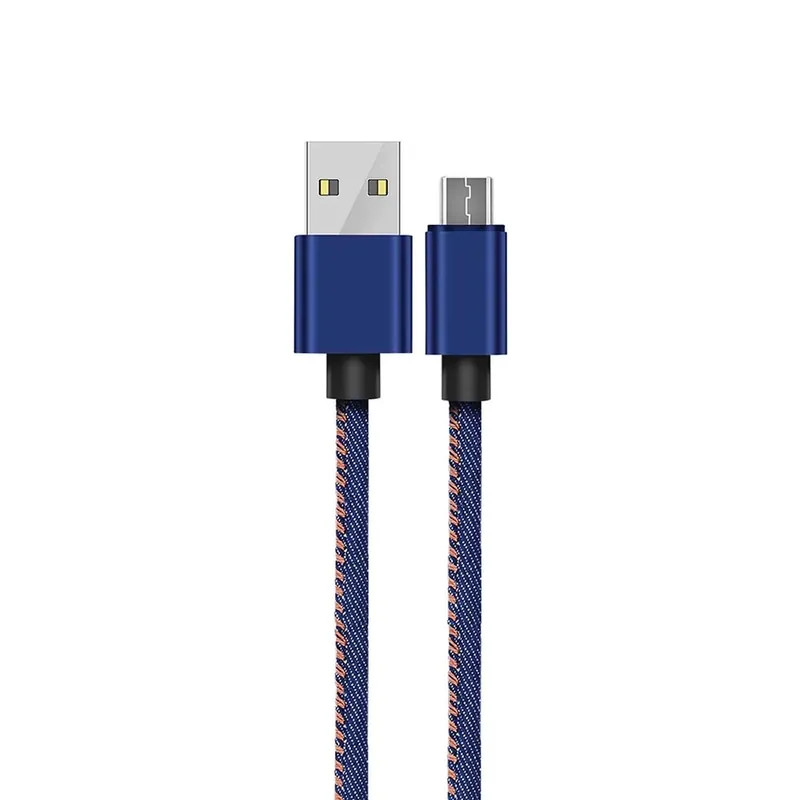 Cavo dati per telefono USB-MICRO in corda jeans sincronizzazione e ricarica