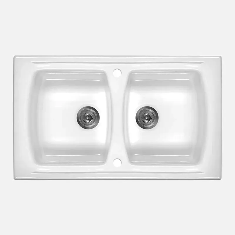 Lavello ceramica 2 vasche Cárdenas 500x220 mm bianco