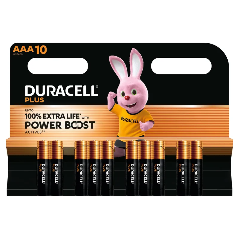 BATTERIE DURACELL MINISTILO AAA LR 03 PLUS 100 CON TECNOLOGIA POWERBOOST CONFEZIONE 10 PZ