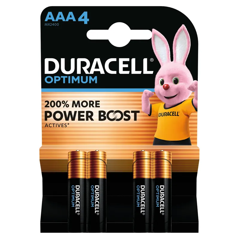 BATTERIE DURACELL MINISTILO AAA LR03 PLUS 100 CON TECNOLOGIA POWERBOOST CONFEZIONE 4 PZ