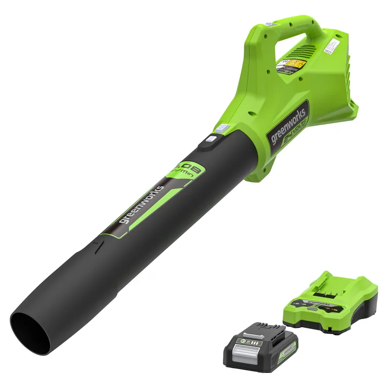SOFFIATORE A BATTERIA GREENWORKS 24V G24ABIIK2 VELOCITA‘ 144 km/h BATTERIA 2 Ah