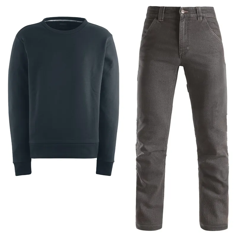 SET URBAN KAPRIOL JEANS GRIGIO E FELPA GIROCOLLO NERA TAGLIA XXXL
