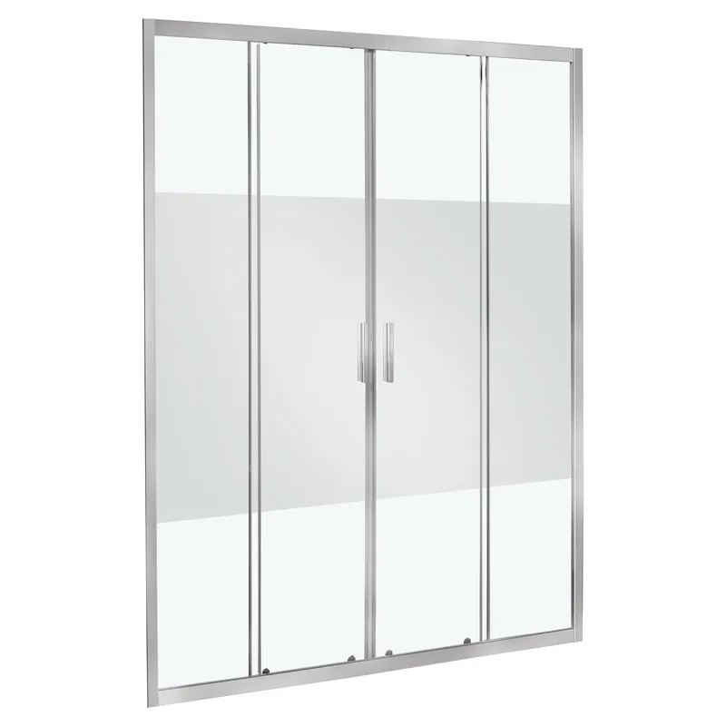 PORTA DOCCIA FENIS SCORREVOLE 168-172 cm H 190 cm VETRO SERIGRAFATO 6mm PROFILI METALLO CROMATO