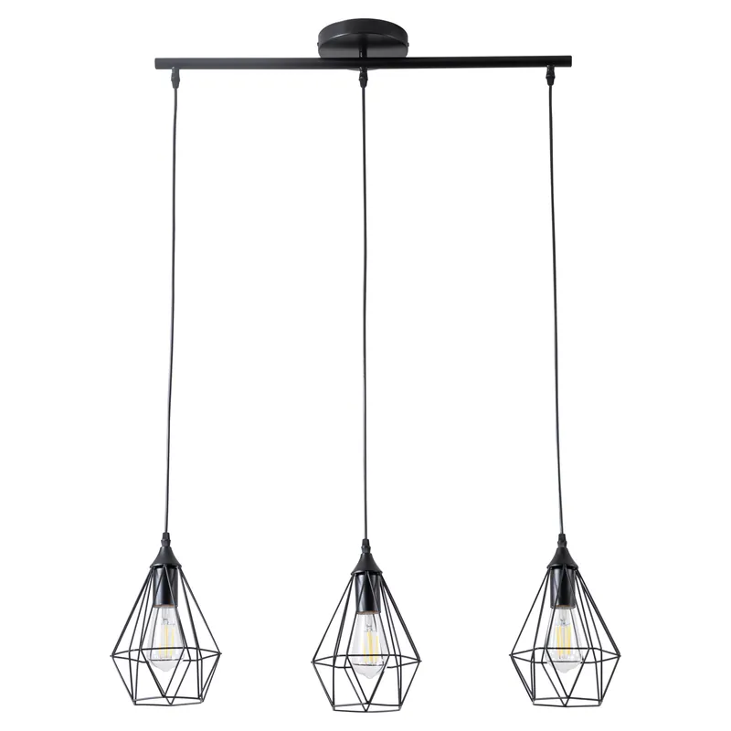 SOSPENSIONE A 3 LUCI ROSSELLA TRE IN ACCIAIO NERO 3xE27 IP20 175x200 mm