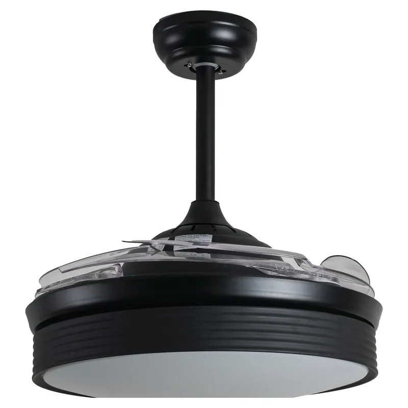 VENTILATORE DA SOFFITTO CON 4 PALE A SCOMPARSA ZEPHIR Ø107cm LUCE LED 35W COLORE NERO