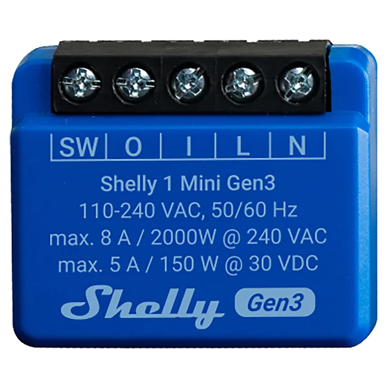 INTERRUTTORE SWITCH SHELLY WIFI 230V 8A MAX 2KW PER COMANDO LUCI O CARICHI