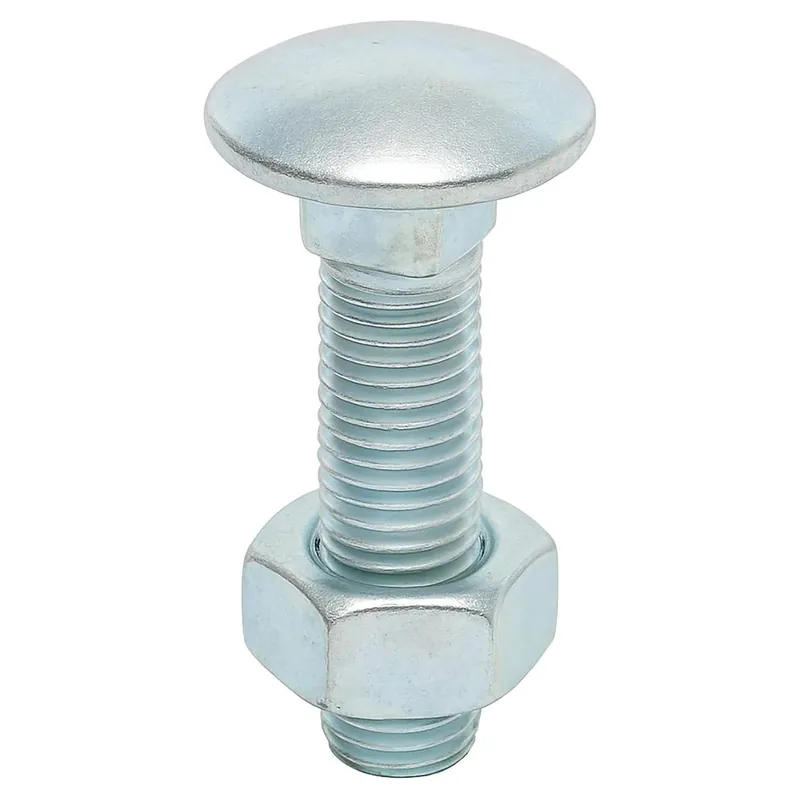 BULLONI TESTA TONDA / QUADRA VITAL M10x80 mm 50 PEZZI FERRO ZINCATO BIANCO